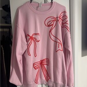Boutique Pink Sweatshirt with Red Bows